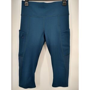 Athleta Women's size Small S Teal Pockets Mesh 210144 All in Crop Tight‎ Pants